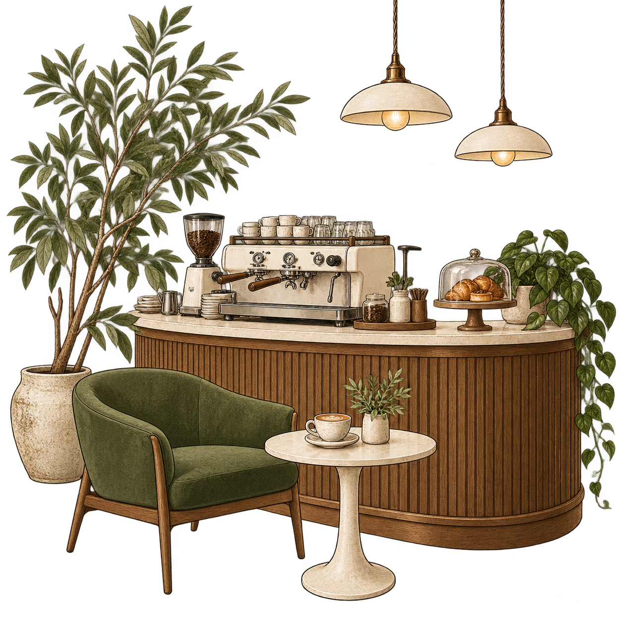 رسمة لأجواء كوهي — Illustrated Kohi coffee corner